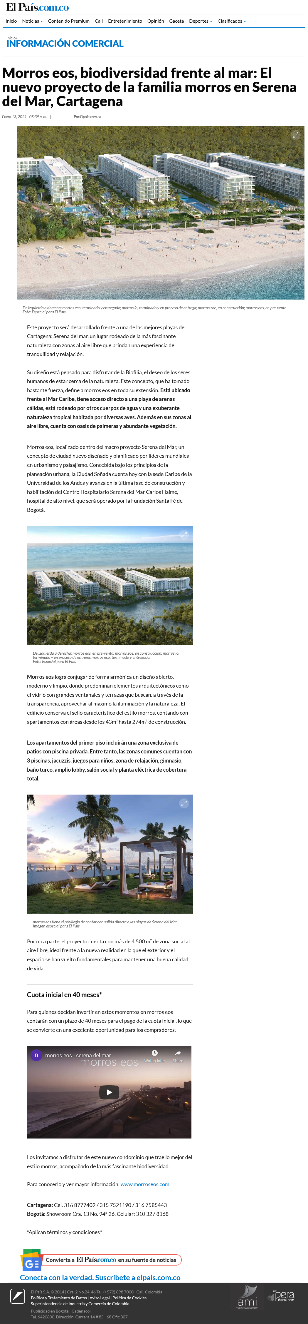 morros eos, biodiversidad frente al mar: El nuevo proyecto de la familia morros en Serena del Mar, Cartagena