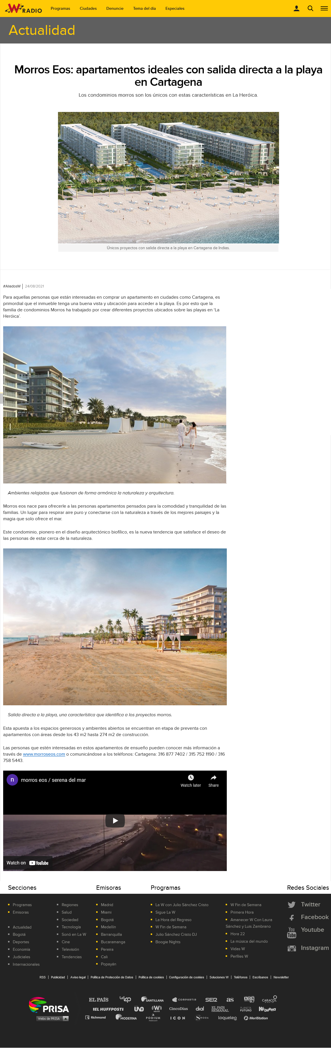 Morros Eos: apartamentos ideales con salida directa a la playa en Cartagena