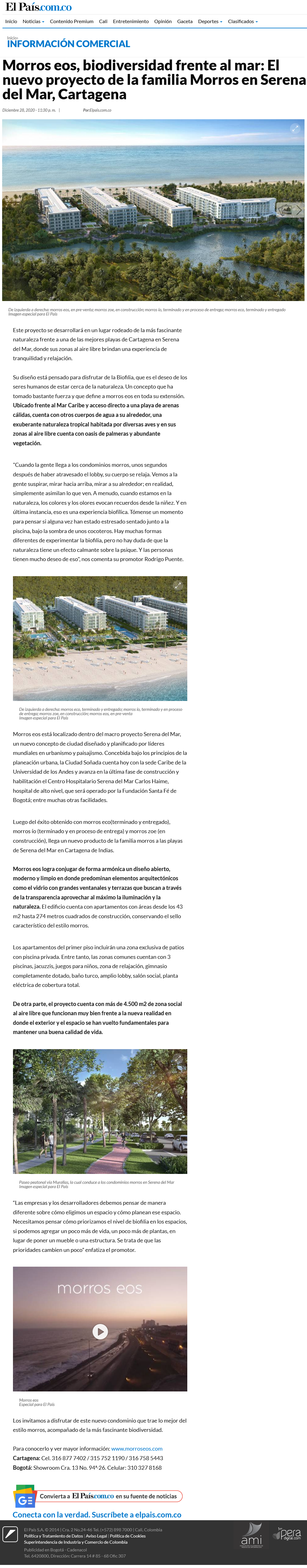Morros eos, biodiversidad frente al mar: El nuevo proyecto de la familia Morros en Serena del Mar, Cartagena